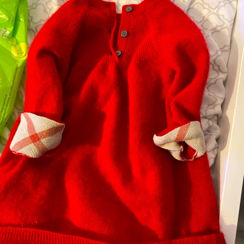 Burberry cashmere baby dress nova check sleeve